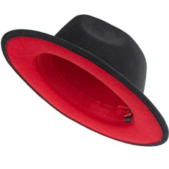 Accessories | Nwot Black Red Wide Brim Hat | Poshmark